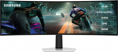 Монитор 49" Samsung Odyssey OLED G9 G910 (LS49DG910SIXCI) QD-OLED Super UltraWide / 144Hz / 0.3 ms / Quantum Dot Color / 10-Bit / 99.5% PCI-P3 / DisplayHDR True Black 400 / FreeSync Premium Pro / G-Sync Compatible / HAS / Speakers 5W