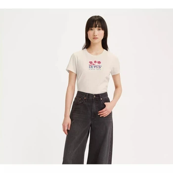 Футболка бавовняна жіноча Levi's The Perfect Tee 173692113 XS Кремова з принтом (5401105679415)