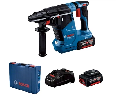 Аккумуляторный перфоратор Bosch GBH 187-LI Professional (SDS+, 2х18 В, 5Ач) + кейс 2 АКБ и зарядное устройство (25421)