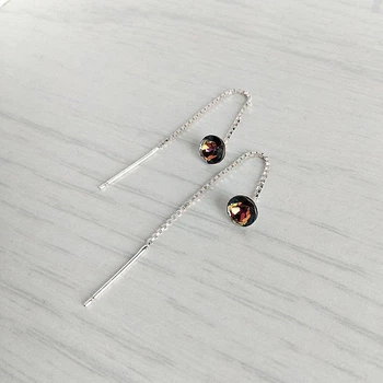 Серьги-протяжки Hand Made с яркими кристаллами хамелеонами Swarovski