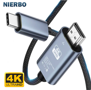 Кабель Nierbo USB-C на HDMI 4K 30hz 2 метра высокой четкости для дома и офиса USB Type-C to HDMI