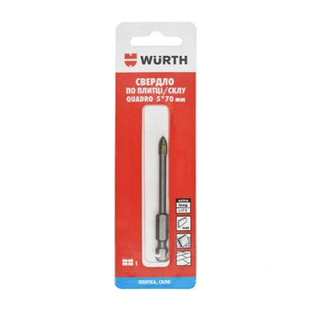 Сверло по плитке и стеклу Wurth Quadro 1641015070 5*70 мм