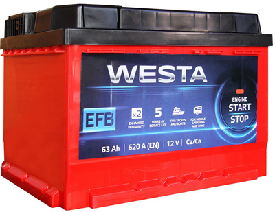 Автомобільний акумулятор Westa 6CT-63 А (1) RED EFB