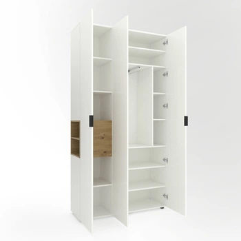 Шафа Metkas Home A015L 1200x420x2300 ЛДСП Білий Сніг - Дуб Артізан