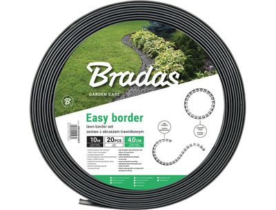 Бордюр газонний Bradas Easy 40 мм х 10 м з комплектом кілків Графіт (OBEGY4010SET)