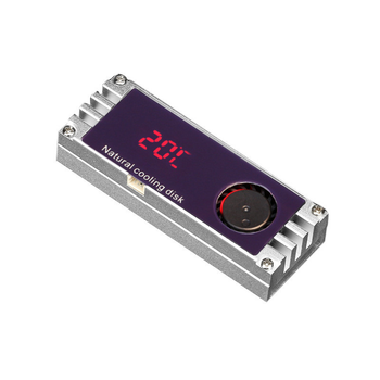 Охолоджуючий радіатор з кулером та дисплеєм температури для M2 2280 SSD NVMe сірий