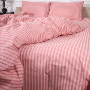 Простынь на резинке MirSon двуспальная 140x190+25 см Stripe 17-0607 Pink Бязь (2200008054236)