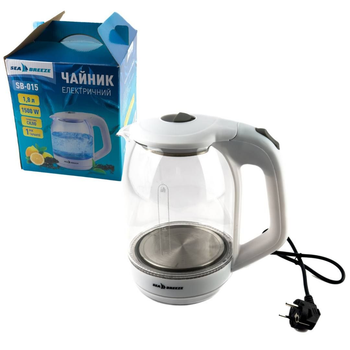 Электрочайник Sea Breeze SB-015 стекло 1.8 л белый