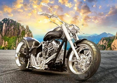 Алмазная мозаика ColorArt 40x50 Мотоцикл на подрамнике квадратные алмазы (SP125)