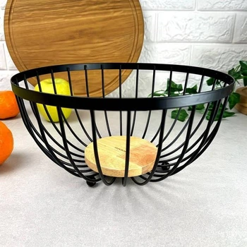 Фруктовниця лофт Ardesto Midori 25*25*13 см колір чорний ваза для фруктів кошик кухонний AR0904B