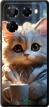 TPU чехол на Infinix Note 40 Pro White cat "5646b-3691-70447"