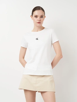 Футболка хлопковая женская Calvin Klein Jeans 11455.2 M Белая с вышивкой (smt2000000029177)