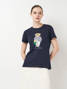 Футболка бавовняна жіноча Polo Ralph Lauren 11477.3 M Темно-синя (smt2000000031934)
