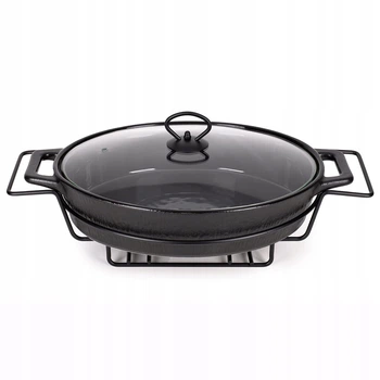 Мармит Kamille из керамики овальный 43 см x 26,5 см x 12 см 3,5 л с подставкой (черный)