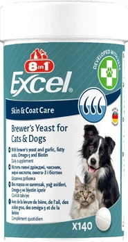 Витамины 8in1 Excel Brewers Yeast для собак и кошек, пивные дрожжи с чесноком, для кожи и шерсти 140 штук