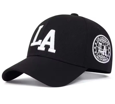 Кепка бейсболка LА (Los Angeles) unisex взрослая женская мужская вышивка белая нить черная (175725)