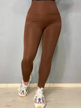 Лосины женские Oysh style 101 NanoFit с широким поясом тонкие 2XL коричневые