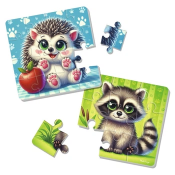 Детский мягкий пазл Vladi Toys VT1102-36 Енот и ежик 25 элементов Разноцветный (97879)