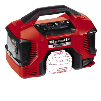 Компрессор гибридный Einhell PRESSITO 18/21- Solo(4020467) :18 В,оборо.х.х 3450 об/мин, макс
