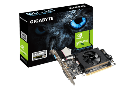 Видеокарта GeForce gt710, Gigabyte, 2Gb gddr3, 64-bit, vga/dvi/hdmi, 954/1800MHz (gv-n710d3-2gl)