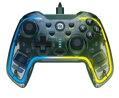 Геймпад Canyon GP-02 'Brighter', Blue/Yellow, для ПК / PS3 / Android / Nintendo Switch, 22 кнопки (12 програмованих), подвійна вібрація, RGB підсвічування, 2 м (CND-GP02)