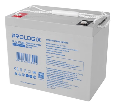 Аккумуляторная батарея Prologix GEL 12V 75Ah T14 для ИБП, герметична гелевая свинцово-кислотная, White (PL12-75GEL)