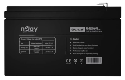 Аккумуляторная батарея Njoy GP07122F AGM (VRLA) 12 В 7 Ач, клемма F2, для ИБП и резервного питания, безобслуживаемая, черный корпус