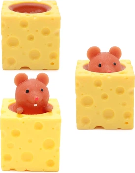 Детская игрушка антистресс Мышь в сыре Yellow/Brown