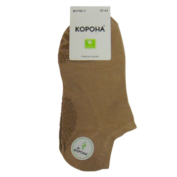 Короткие женские носки с тормозами Корона 37-41 бежевые 7021
