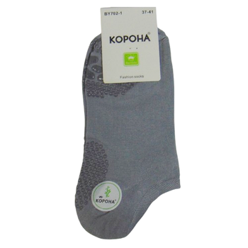 Короткие женские носки с тормозами Корона 37-41 серые 7021