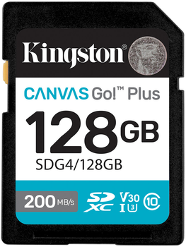 Карта памяти Kingston SDXC 128GB Canvas Go! Plus G4 Class 10 UHS-I U3 V30 (SDG4/128GB)