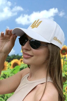 Бейсболка унисекс Braxton Тризуб 56383 56-60 Бело-золотой (56393)