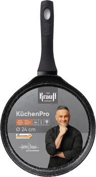 Сковорода для млинців алюмінієва Krauff Kuchen Pro з Антипригарним мармуровим покриттям 24 см (25-45-232)