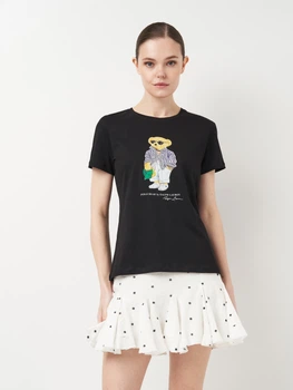 Футболка бавовняна жіноча Polo Ralph Lauren 11477.1 M Чорна з принтом (smt2000000031859)