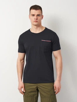Футболка хлопковая мужская Tommy Hilfiger 11441.3 2XL Темно-синяя с вышивкой (smt2000000027395)