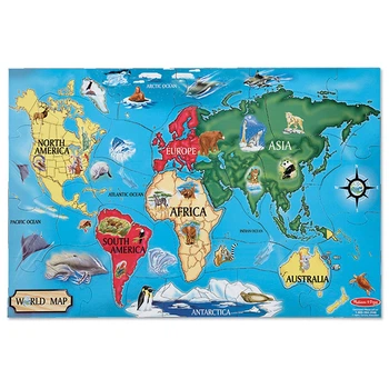 Мега - пазл гигант Melissa&Doug "Карта мира" 33 элемента 90 х 60 см MD10446