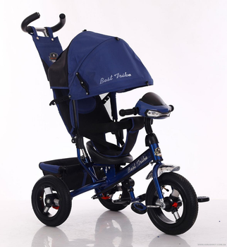 Велосипед Трехколесный Детский Best Trike С музыкальной bluetooth Панелью и фарами пульт/родительская ручка Синий