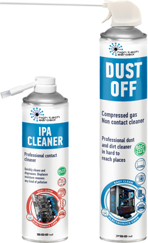 Набір для догляду за електронікою HTA Стиснене повітря пиловидувач Dust Off 750 мл + Очищувач контактів та знежирювач Ipa Cleaner 500 мл (HTA20102)