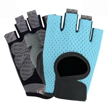 Перчатки для фитнеса (велосипеда и тяжелой атлетики) SPORT GEAR "М" чёрные с голубым