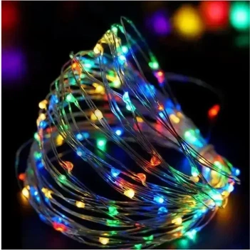 Гирлянда праздничная Xmas 30 Led 3M (Copper) Медная проволока (Капля Росы) M MULTI Работает от батареек+USB для нового года, для праздника
