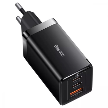 Блок питания Быстрая зарядка Сетевое зарядное устройство Baseus GaN5 Pro 65W (2 Type-С+USB ) + Кабель Type-C to Type-C 100W 1m для iPhone iPad Samsung Lenovo Xiaomi Macbook Black