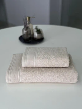 Комплект махровых полотенец Легкий Бриз от Ideal Textile 70х140 и 50х90 см 450 г\м2 бежевый