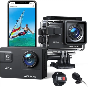 Экшн-камера WOLFANG GA300 / 170° / 24Мп / 4К / 60fps/ Wi-Fi / Влагозащищенная / Черный Б/В