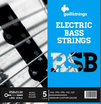Струни для бас-гітари Gallistrings RSB45130 (.045-.130), MEDIUM CUSTOM, Nickel