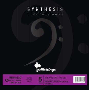 Струни для бас-гітари Gallistrings BSN45130 (.045-.130), Synthesis, MEDIUM CUSTOM TAPERED, Nickel