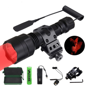 Ліхтар Clefers Tac Red Light до 400 ярдів + Універсальні кріплення на планку Picatinny 20 мм (620-640 нм, IP65, USB, 18650 у комплекті) (5024596)