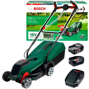 Аккумуляторная газонокосилка Bosch CityMower 18V-32-300 + PBA 18V 4.0Ah W-C (06008B9A07+1600A011T8)