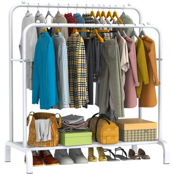 Подвійна стійка вішалка для одягу та взуття Smart Loft Master Rack сталева з полицею White