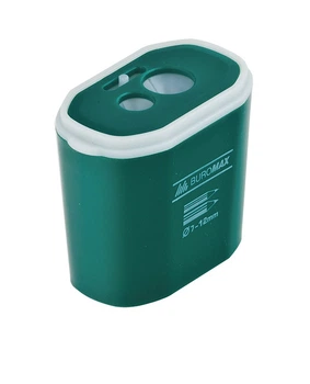 Чинка прямокутна DRUM BM.4776 BUROMAX, 2 отвори, контейнер, пластиковий корпус, ціна за 1шт (4823078957023) Зелений