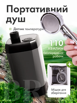Портативный душ с дисплеем и измерением температуры воды 6000 мАч 110 минут работы Серый